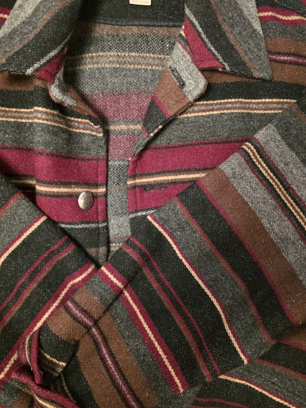 Woolrich Striped Shirt Jacket in Gray, Maroon & Brown